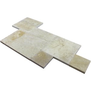 Travertine Paver Ivory Tumbled French Pattern 30mm