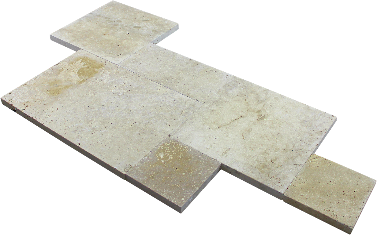 Travertine Paver Ivory Tumbled French Pattern 30mm