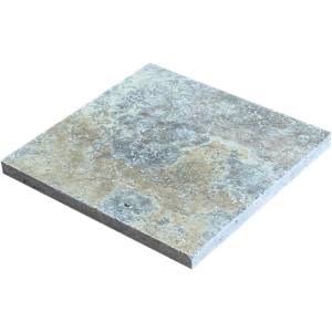 Travertine Paver Antique Silver Tumbled 406x406x30mm