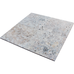 Travertine Tile Antique Silver Tumbled 406x406x12mm