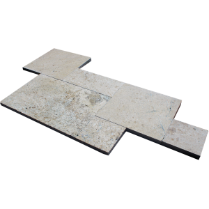 Travertine Paver Latte Tumbled French Pattern Set 30mm