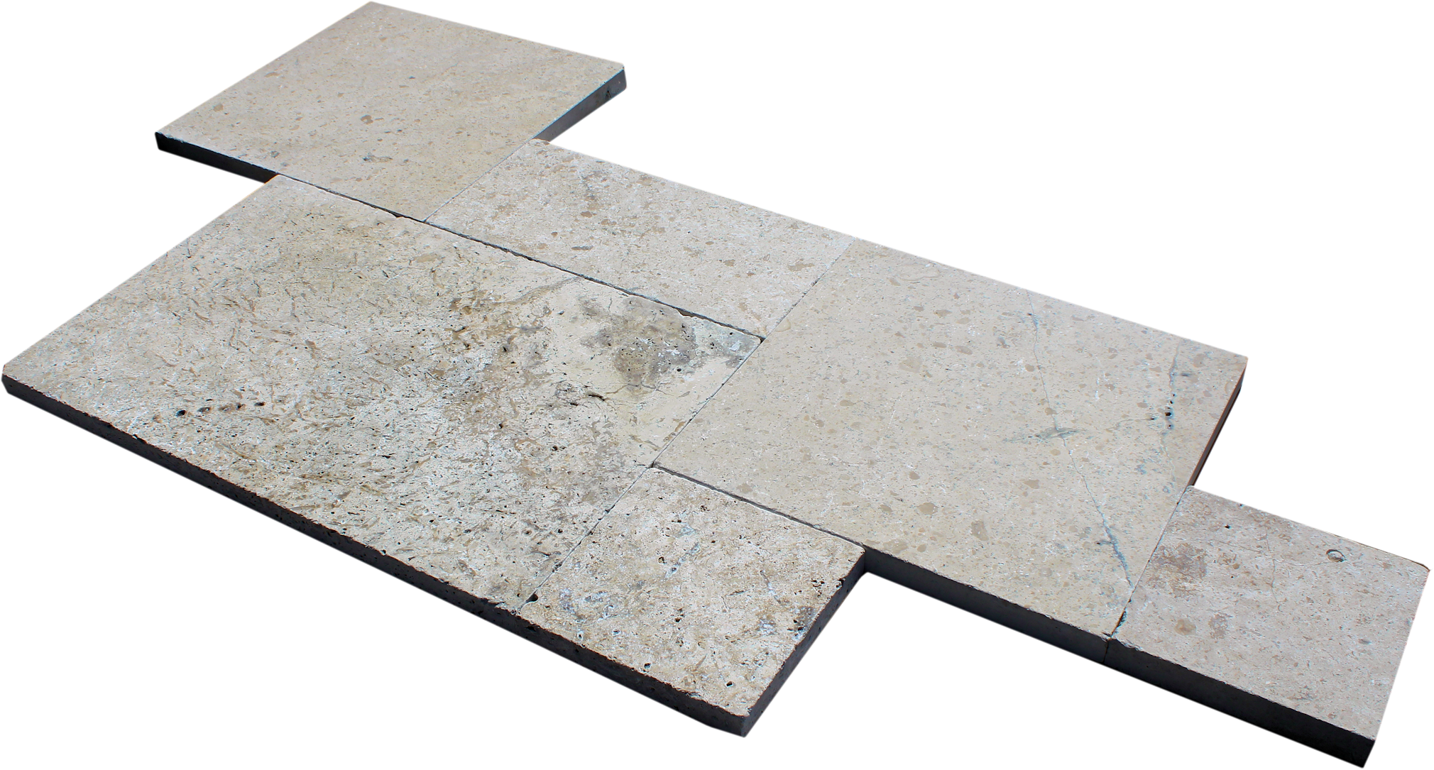 Travertine Paver Latte Tumbled French Pattern Set 30mm