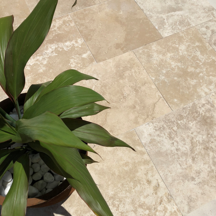 Travertine Paver Ivory Tumbled 406x406x30mm - Image 4